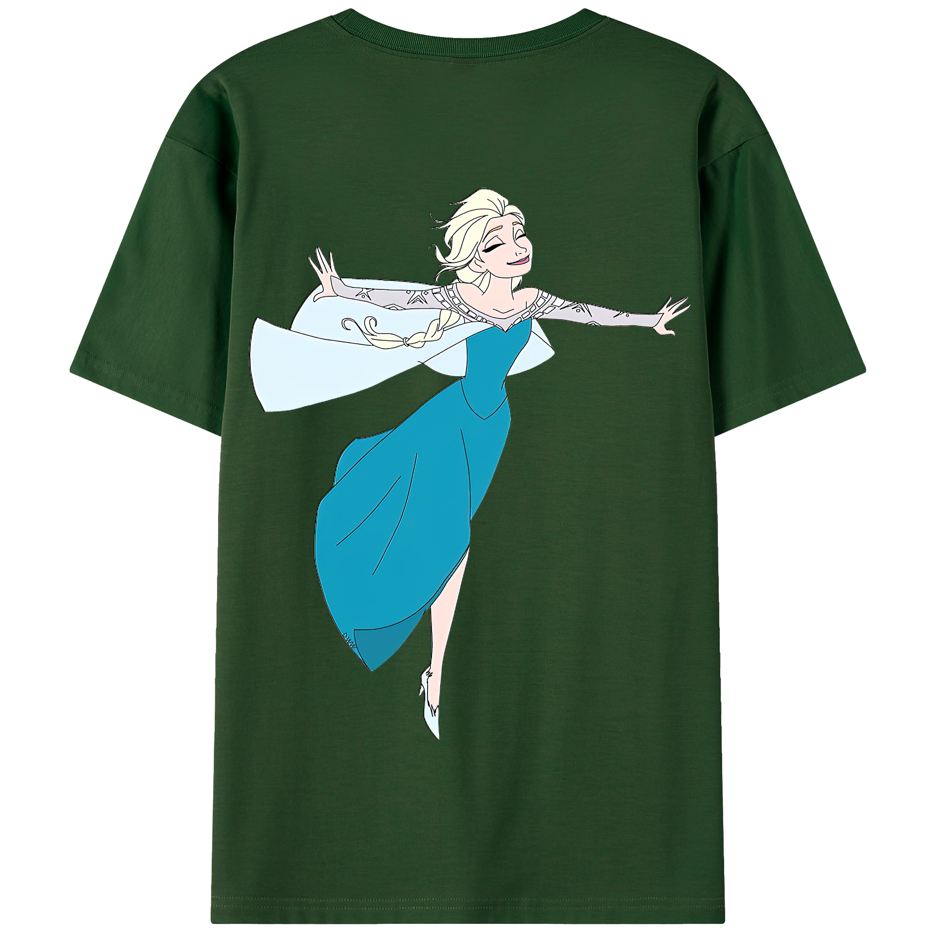 （画像用） アナと雪の女王 アンナ エルサ Frozen Anna Elsa 綿100％半袖Tシャツ（背面プリント）